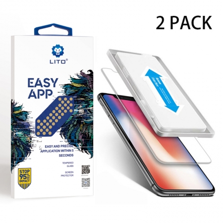 IPhone X Flexible Tempered Glass Screen Protector 2 Pack mit Führungsrahmen 