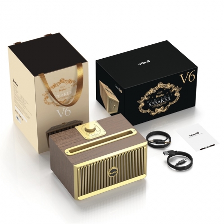 OneDer V6 Hochauflösender Stereo-Sound Drahtloser und tragbarer Bluetooth-Lautsprecher mit Mikrofon 