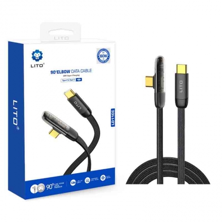 LITO LD11 90°-Winkelstück, flaches, geflochtenes 60-W-USB-Ladekabel 