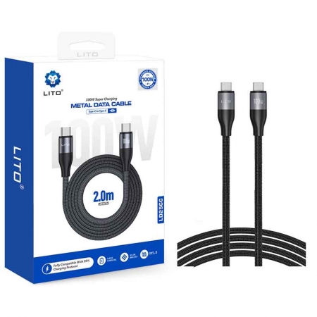 LITO LD25 2 m 100 W USB-C auf USB-C geflochtenes Ladekabel 