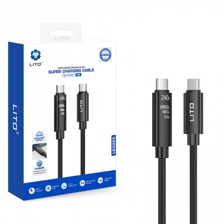 LITO LD32CC 240W USB-C-auf-USB-C-Schnellladekabel mit TFT-Echtzeit-Leistungsanzeige 