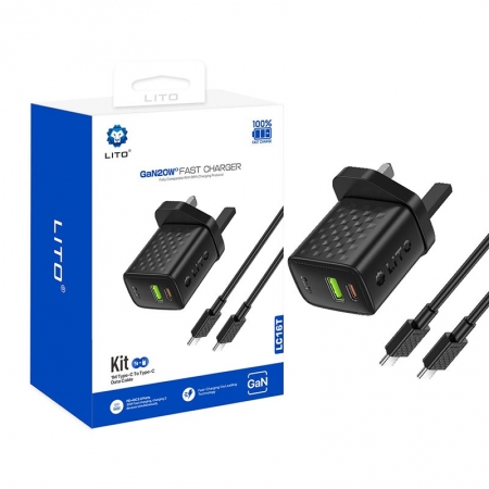 LITO LC16 GaN 20W Schnellladegerät mit USB-C & USB-A 