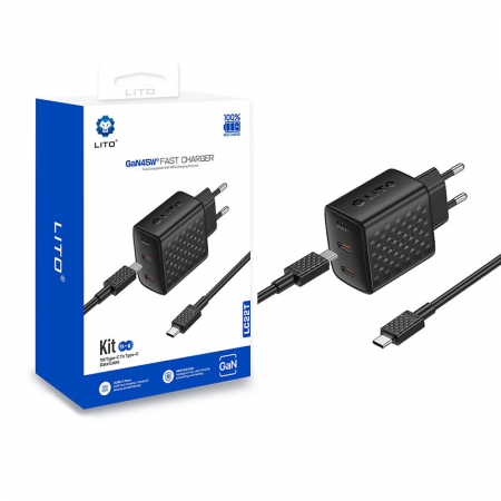 LITO LC22 45W Dual USB-C GaN-Schnellladegerät für EU-Stecker 