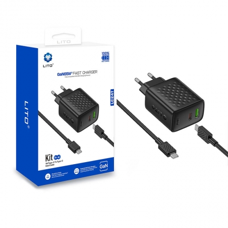 LITO LC24 65W Dual-Port GaN Charger EU-Stecker Schnellladegerät für Handys, Tablets und Laptops 