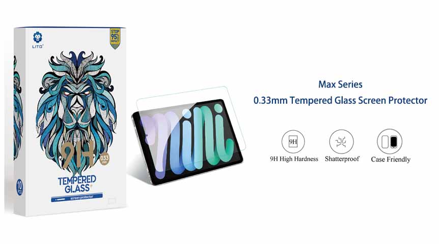 LITO Max Series 0,33 mm 2,5d iPad Glas-Displayschutz für iPad