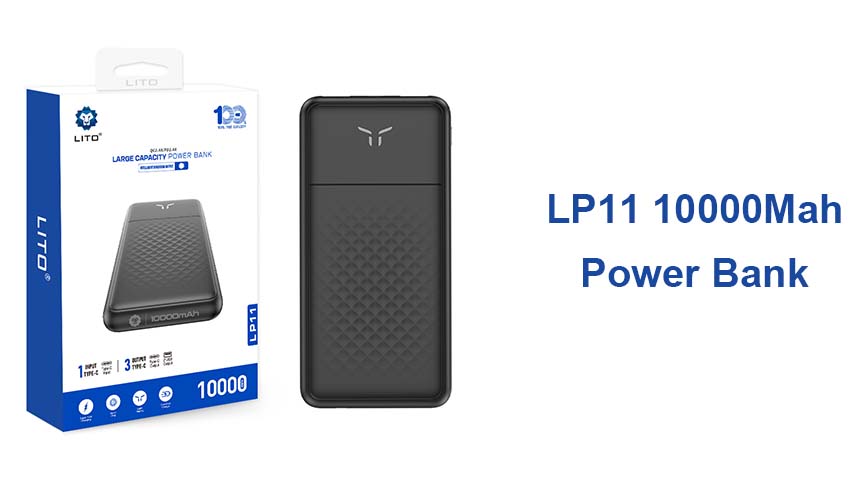 Lito LP11 Hochleistungs-Powerbank mit 10000 mAh für schnelles Laden