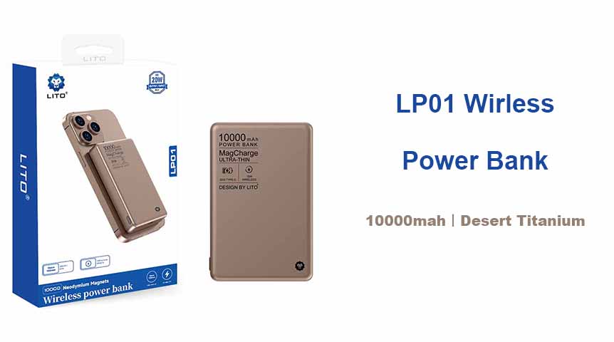 LITO LP01 Desert Titanium kabellose magnetische 10000-mAh-Powerbank für iPhone 16