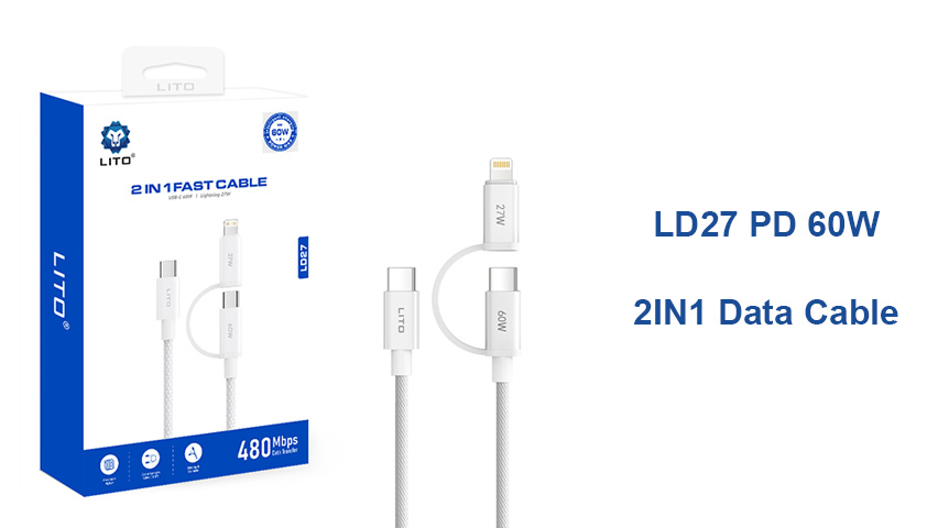 LITO LD27 60W 2-in-1 Schnellladekabel für USB-C und Lightning